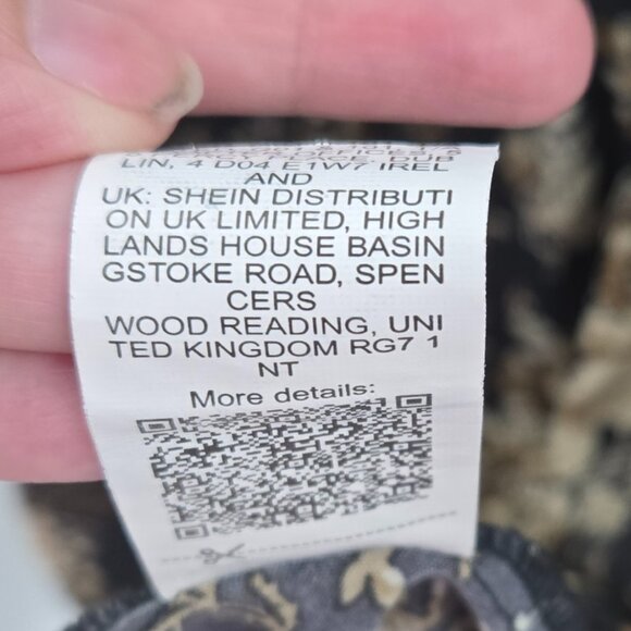 Shein Curve Black Brown Cream Floral Long Sleeved Back Ruched Blouse 4XL - Picture 10 of 10